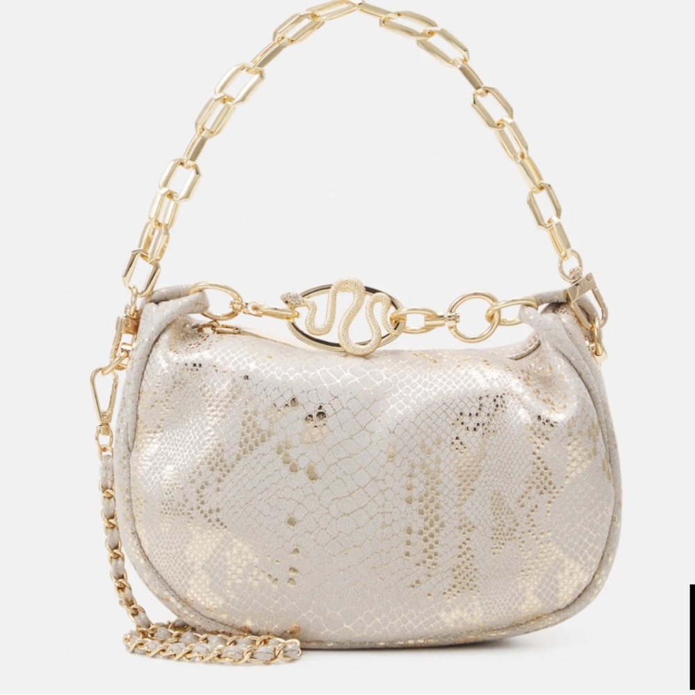 ALDO Pythonnx Gold Chain Handle Women's Shoulder Bag